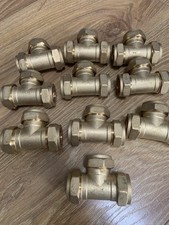10 x Compression 22 mm Brass Tee Equal Branch Connector Fitting 
