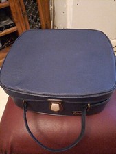 Vintage Pixie England Navy Blue Vanity Make up Case