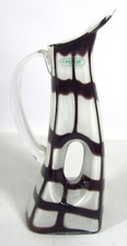 Vintage Hand Blown Brown & White Laguna Glass Art Pitcher Vase
