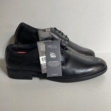 M&S Men's Black Leather Airflex Shoes UK Size 8 Brand New With Tags (N)