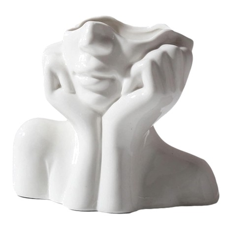 Ceramic face vase half body - face,
