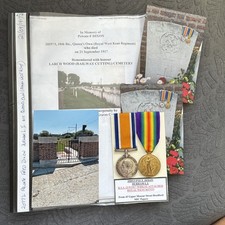 WWI Medal Pair - DIXON -  Durham Light Infantry - larchwood cemetery  ref 1022