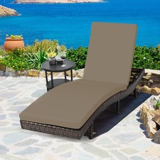 Adjustable Lounge Chair Patio Rattan Chaise Lounge Chair-Grey
