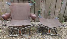Mid Century Mod Wing Lounge Chair and stool by Harald Relling for Westnofa 1960s