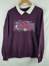 Xmas Wreath Collared Sweatshirt Large Size L Vintage 80s Vtg Christmas Purple