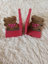 Wooden Teddy Bear Book Ends For Bookshelf