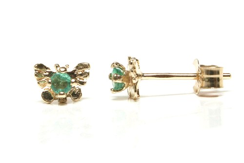 9ct gold emerald studs - studs, tiny