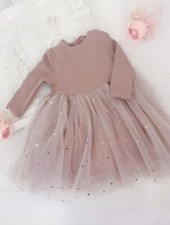Baby Girl Birthday Dress Girls Pink Tutu Dress Long Sleeve Princess Dress