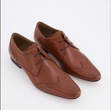 H BY HUDSON Men's SHA03 Brown Leather Brogues Lace-Up Shoes
