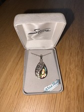 BNIB Sterling Silver Teardrop Wild Pearle Abalone Pendant Necklace