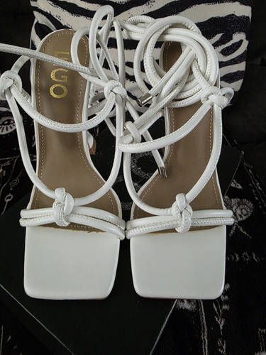 Ego white strappy square - white, toe