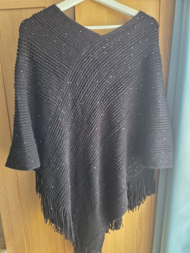 Ladies black sparkly poncho - sparkly,