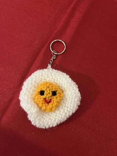 Hand knitted egg keyring - hand,