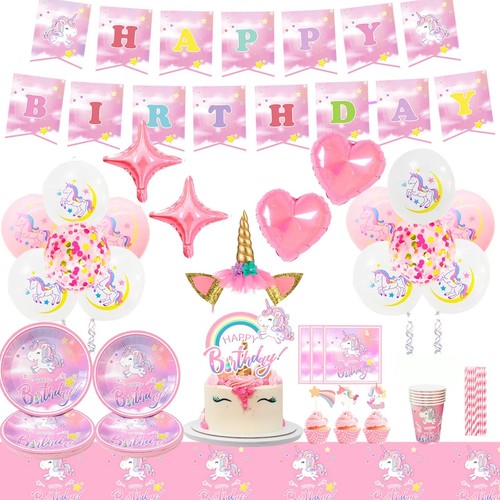116 pcs pink unicorn - unicorn, birthday