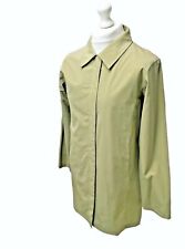 ALIBI Vintage Womans Green Beige Jacket Rain Coat Medium 14-16 PVC Casual Ladies
