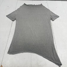 Grey Lightweight Asymmetrical Hem Cowl Neck Short Sleeve T Shirt Mens Small