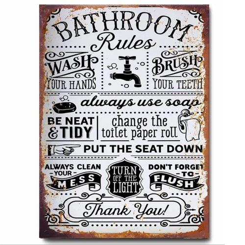 Bathroom rules vintage retro - bathroom,