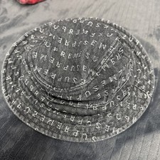 SUPREME  Jacquard Logos Denim Crusher Logo Hat Black Bucket 