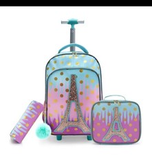 3PCS Rolling Backpack for Girls Kids  Wheeled Bag