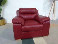 DFS Loxton Deep Seat Armchair in Red Leather with Light Wood Feet RRP £999