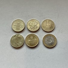 Queen Elizabeth II £2 Coins, Job Lot, Various, 6 Coins.