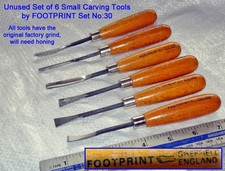 Vintage UNUSED Set No:30; 6 High Quality Wood Carving Tools by FOOTPRINT in VGC