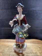 Antique German Porcelain Sitzendorf Figure of a Flower Seller