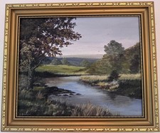 Original oil painting on board Landscape River Wye signed framed