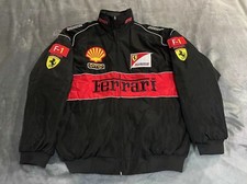 Hot Adult F1 Racing Jacket FERRARI Jacket Black Embroidered Cotton Padded UK