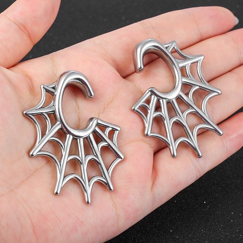 Spiderweb ear weights silver - spiderweb,