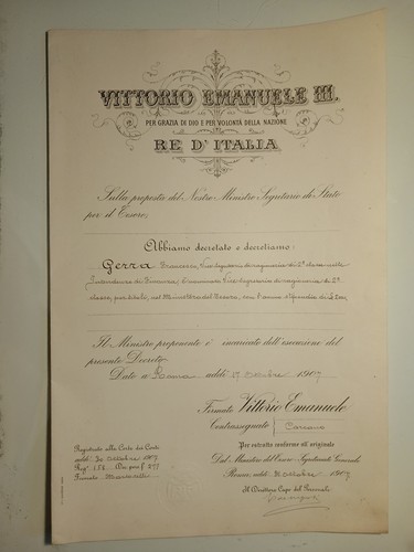 Certificate vittorio emanuele - "vittorio,