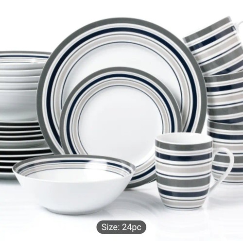 24pc porcelain dinner set grey - porcelain,