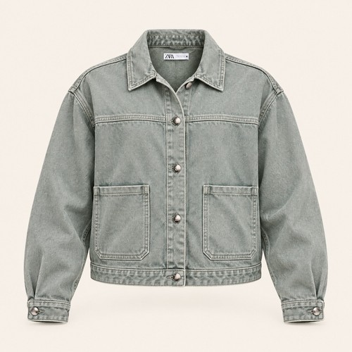 Zara faded green denim - , jacket