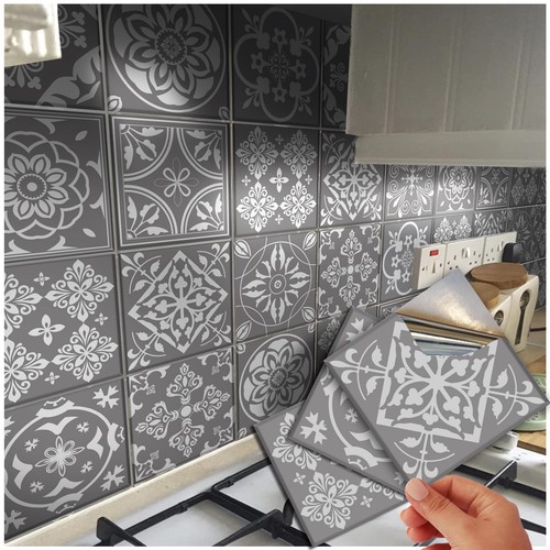 120 grey tile stickers - grey,