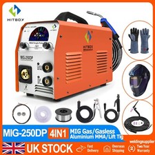 4IN1 Aluminium MIG Gas Gasless Welder 220V 250A ARC Tig Welding Machine UK Plug