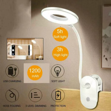Clip on Light Reading Lamp with 3 Brightness for Desk Bed Headboard & Computer
