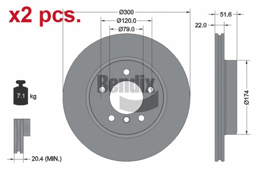 Pcs front brake disc rotos - x2,