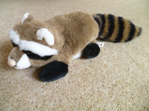 Brown raccoon plush - plush, soft