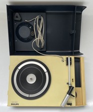 Vintage Phillips 113 Portable Record Player Turntable - Broken Handle - Untested