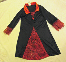 HALLOWEEN black WITCHS DRESS with red & black SPIDERWEB panel & cuffs 3 to 4 yrs