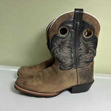 Dan Post Childrens Cowboy Boots Sz 5 Brown 1” Heel Square Toe Youth Western