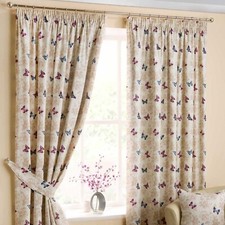 Belfield Furnishings Mariposa Cotton Pencil Pleat Curtains-Elegant Floral Design