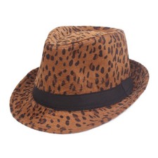 Women Ladies Classic Leopard Print Fedora Hat Jazz Trilby Hat Outdoor Casual Cap
