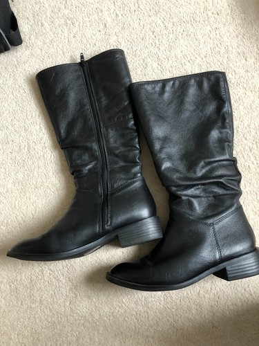 Black leather boots size - uk,