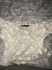 Zara summer cream crop top with lace size L