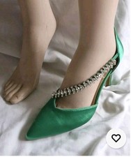 New green diamante stiletto