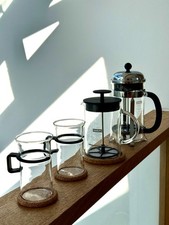 New Bodum Chambord 8 Cup Cafetiere, Milk Frother & 2 Latte Cups + Cork Coasters