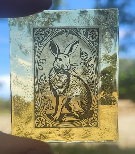Stained glass rabbit - stained, kiln