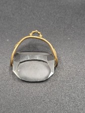 Antique Rock Crystal Yellow Metal Swivel Fob Pendant