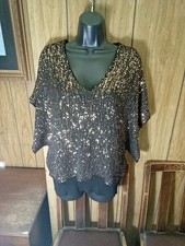 GORGEOUS FLATTERING STRETCHY SPARKLY SEQUIN PHASE EIGHT TOP SIZE 16